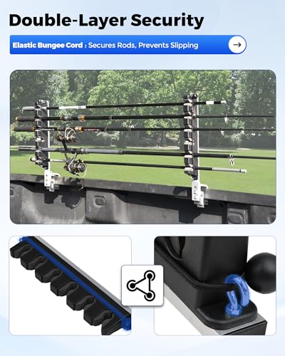 Truck Bed Fishing Rod Holders for 6 Rods (6 Rods for Truck Bed)