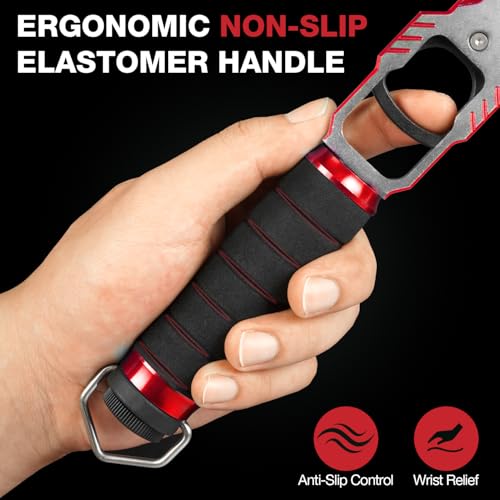 Fish Lip Gripper with Scale 40lb Aluminum Alloy Fishing Grabber (Red)