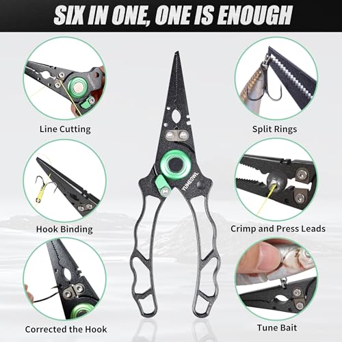 Lockable Fishing Pliers & Hook Removers with Tungsten Steel Cutters (Dark Gray-6.6")