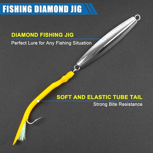 Diamond Jigs Saltwater Fishing Lures (Yellow-1pc / 1oz)