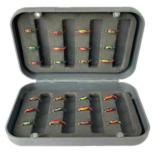 24Pcs Fly Fishing Flies Trout Lures Fishing Tackle Fly Fishing Flies with Boxed Trout Bass Artificial Fish Bait (24Pcs-Caddis Midges)
