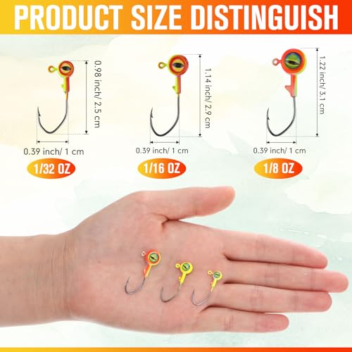 80 Pcs Crappie Jig Heads for Fishing (1/16 oz / Eye No Bait Keeper)