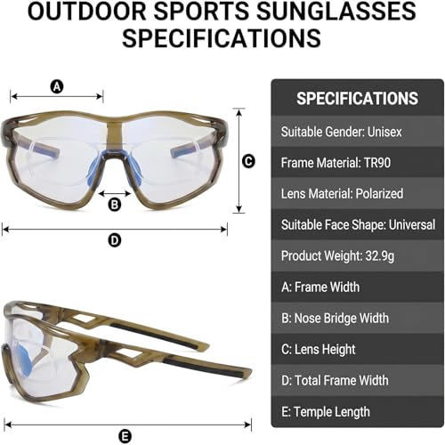 Polarized Sports Sunglasses for Men Women with UV400 Protection