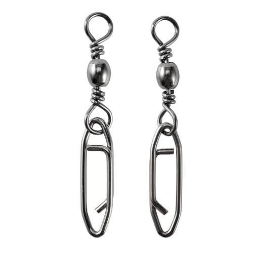 High Strength Fishing Swivels Stainless Clips Steel Snap Swivels Barrel Connector Saltwater Swivel Fishing Rolling Black Nickel (Size 4+M (57lb) 50 pcs)