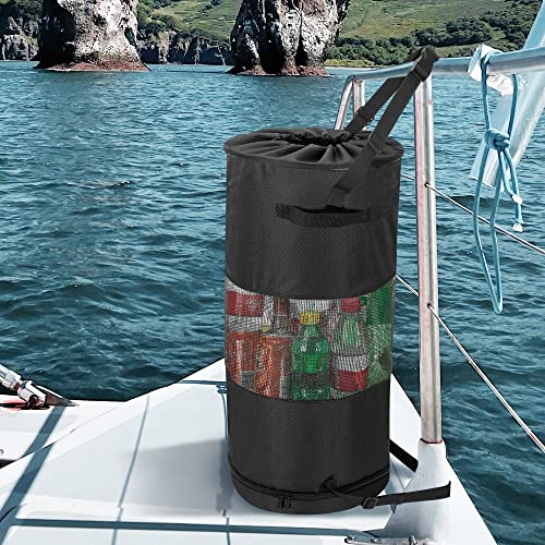 Mesh Boat Trash Bag with Zipper Bottom for Easy Disposal