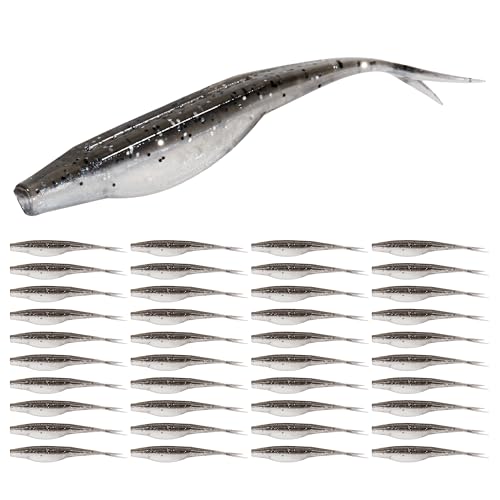 Fork Tail Soft Lures (4 Inch-40pcs / Smokin Shad)