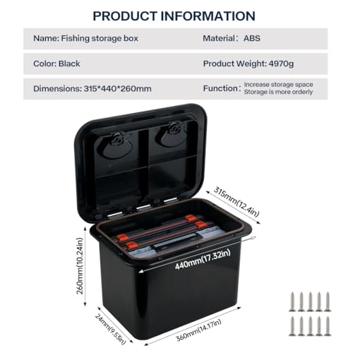 Marine Deck Access Hatch Storage Box 12.4" x 17.3" (black)