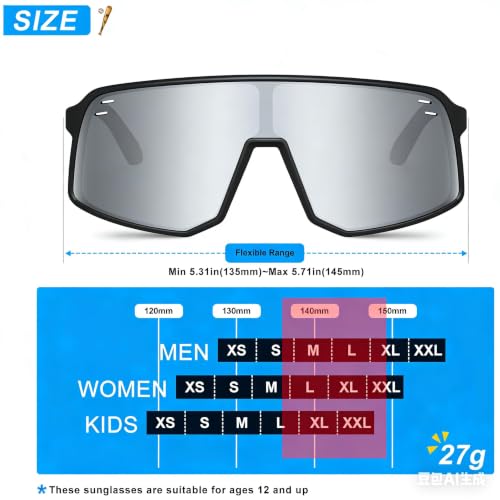 Sunglasses for Men Women (Black &Silver Lens)