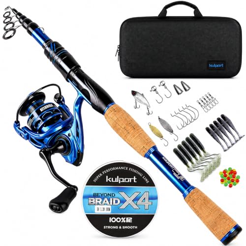 Fishing Rod and Reel Combo (Bule Rod and Reel)