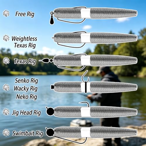 40PCS 5.5" Senko Worms for Bass Fishing Kit (Set A (40pcs-5.5in/0.35oz))
