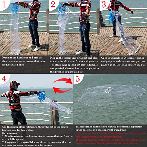 Fishing Cast Net with Aluminum Ring 3 (7 FT Radius)