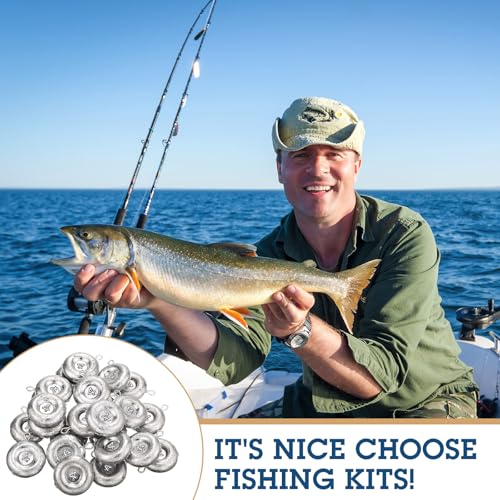 30 Pieces Fishing Disc Sinkers Weights Disc Sinker Fishing Sinkers Weights for Saltwater Catfishing Trolling Surf Tackles