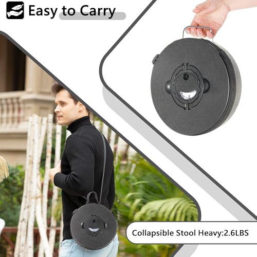 Upgraded Collapsible Stool with Cushion (Black / 10.24*10.24*18.1 IN)