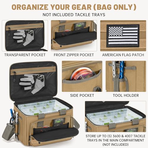 Fishing Tackle Bag Empty (Khaki / Bag Only)