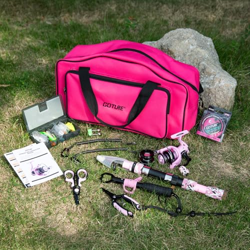 Pink Fishing Rod and Reel Combo (Pink Pole - Duffle Bag without Bottle Opener / 9FT/2.7M)