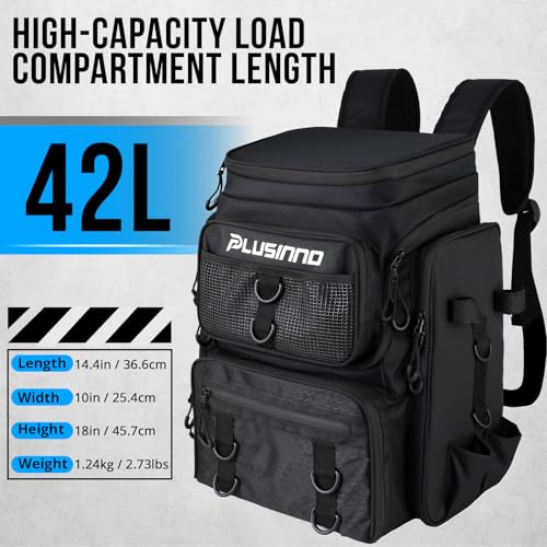 Fishing Tackle Backpack with Rod Holders (Black With Tackle Boxes)