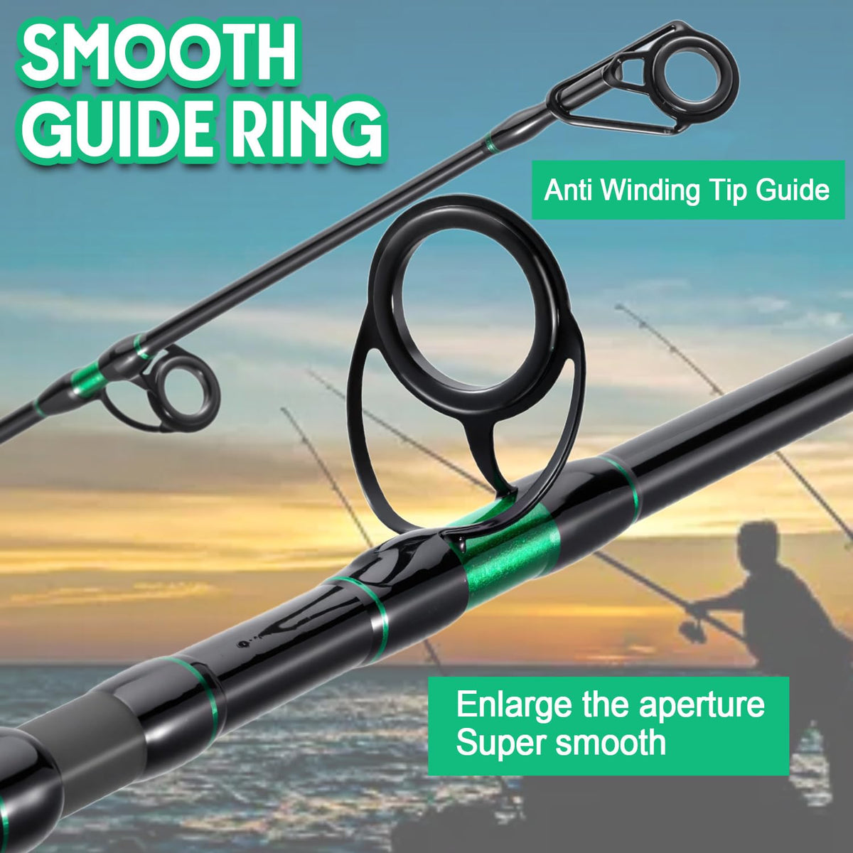 Surf Spinning Fishing Rod Carbon Travel Surf Rod M (green / 12ft-Spinning-3Pc-H)