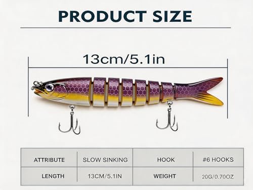 Multi Jointed Swimbait Hard Lure (A2-5.1"-0.7OZ)
