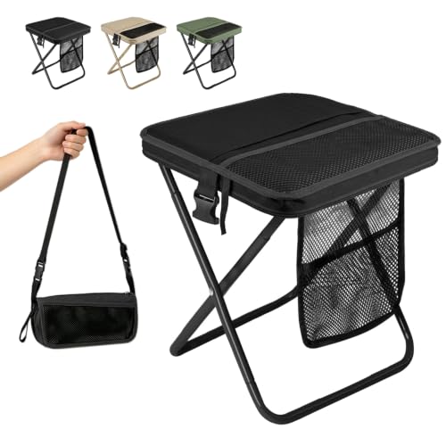Foldable Backpack Stool for Adults (Black)