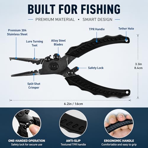 Multi Function Fishing Pliers & Scissors Set 4.7" Titanium Coated