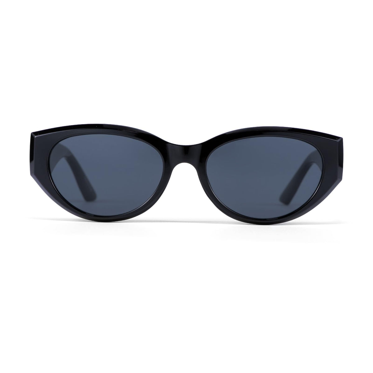 Modern Edgy Cat Eye Sunglasses for Women (Gloss Black/Gray)