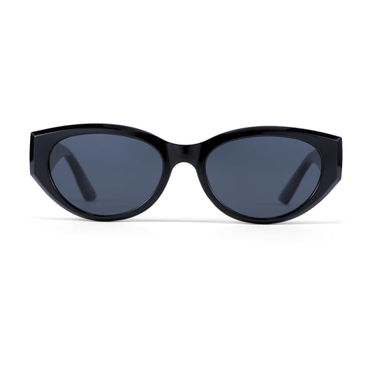 Modern Edgy Cat Eye Sunglasses for Women (Gloss Black/Gray)