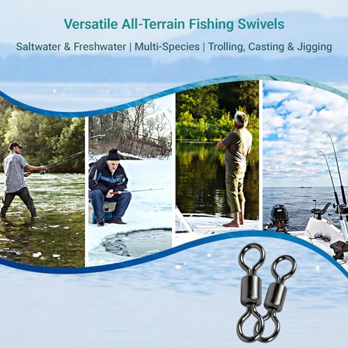 AMSYPORTS High Strength Fishing Swivel Connector Saltwater Freshwater Barrel Swivels Rolling Heavy Duty Swivels Fishing Copper Black Nickel