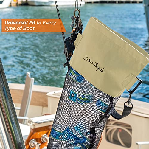 Boat Trash Can Reinforced Straps and 4 Carabiner Clips; 11x27” Extra Large Mesh Boat Trash Bag; Camper