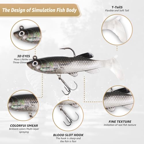 Soft Fishing Lures Shad Minnow Swimbaits (T-tail)