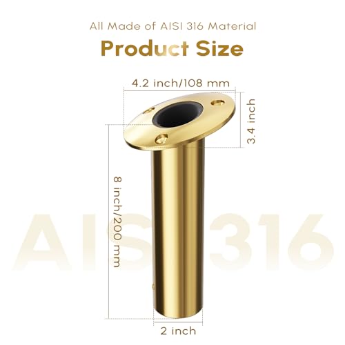 15 Degree Fishing Rod Holder 2 Pack (15 Degree - PVD Gold)
