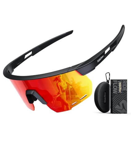 Polarized Sports Sunglasses for Men Women (Black Frame-orange Lens)