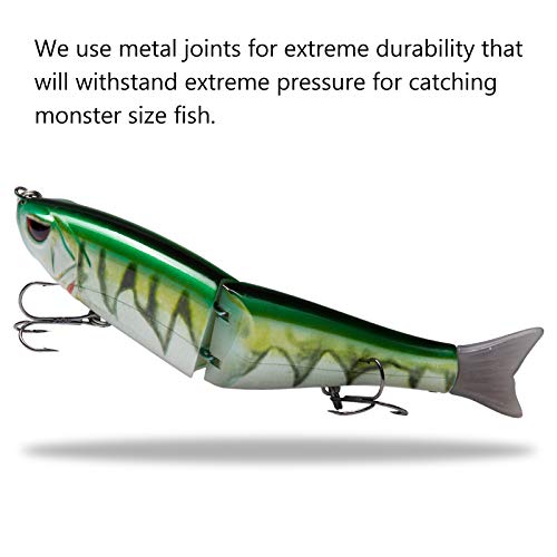 SwimShad Glide Baits Jointed Swimbait Bass Pike Salmon Trout Muskie Fishing Lure (Rainbow Trout + Striper + Firetiger / 7in/2.2oz)
