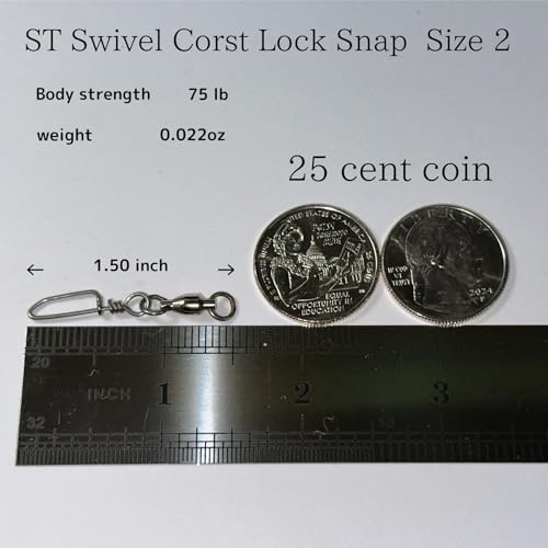 Ball Bearing Swivels with Coastlock Snap Fishing Swivel Made in Japan (#2 (75lb) 20pcs)