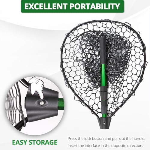 Rubber Fishing Net with Handle (L, Hoop Size: 20.3″ x 16″)