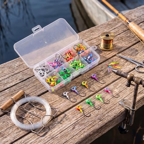 80 Pcs Crappie Jig Heads for Fishing (1/32 oz / Eye No Bait Keeper)