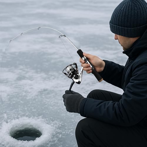 Ice Fishing Rod and Reel Combo (Silver (w/ tackle box) / 27" - Medium Light)