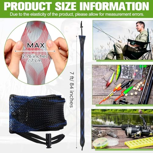 Lengthen Fishing Rod Sleeve Socks Covers Braided Mesh Rod Protector Fishing Tools Accessories for Bait Casting Sea (Dark Color / 83 x 0.12 in)