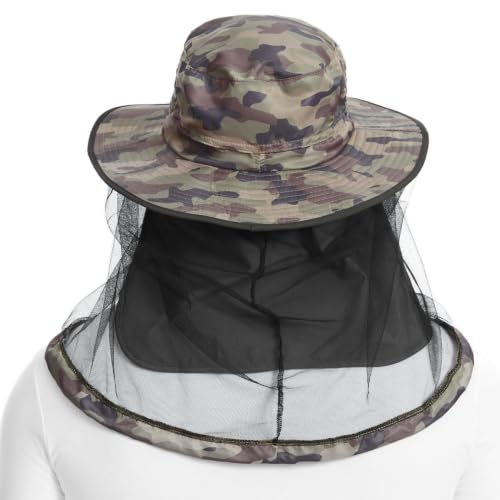 Unisex UPF 50+ Mosquito Net Hat with Neck Flap FH17 (Large / Earth Camo)