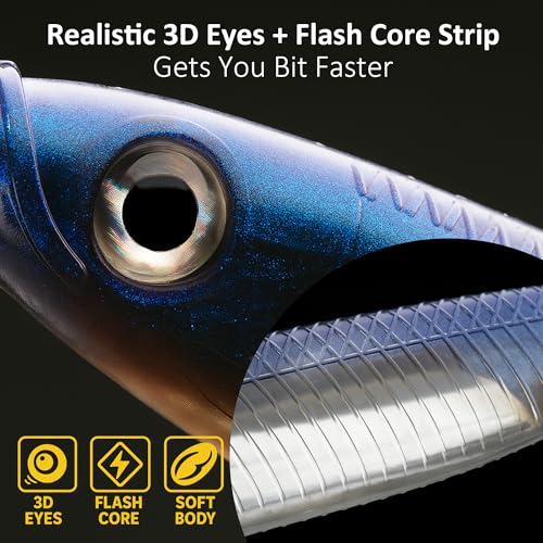 Paddle Tail Swimbait Fishing Lures for Bass Fishing (Black & Blue)
