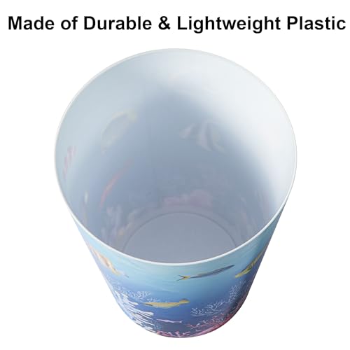 Under The Sea Fish Plastic Wastebasket Compact Size 1.71 Gallons (Fish)