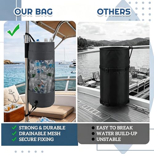 Boat Trash Bag Garbage Can Collapsible Mesh Trash Container (Dark Grey / Classic Style)