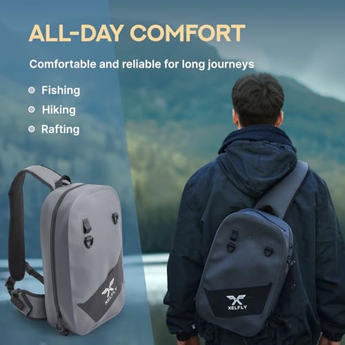 Waterproof Fishing Sling Backpack Bag with Rod Holder (Gray / Sling Bag)