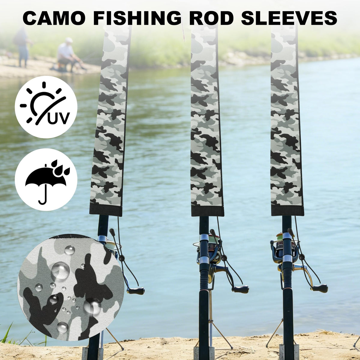 Neoprene Fishing Rod Sleeve Rod Socks for Casting (69" / Light Green Camo)