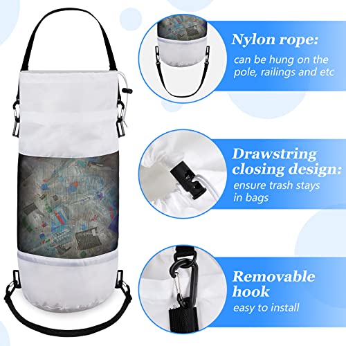Boat Trash Bag Garbage Can Collapsible Mesh Trash Container (White / Classic Style)