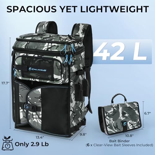GearMaster Fishing Backpack with Bait Binder (Black Camo)