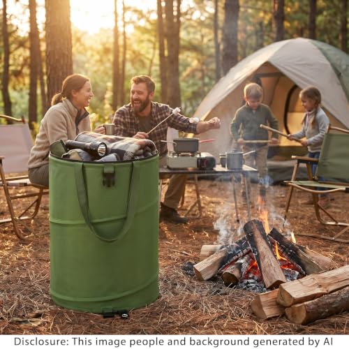 27 Gallon Collapsible Outdoor Trash Can Recycle Bin with Zipper Lid (27 Gallons-With Lid)