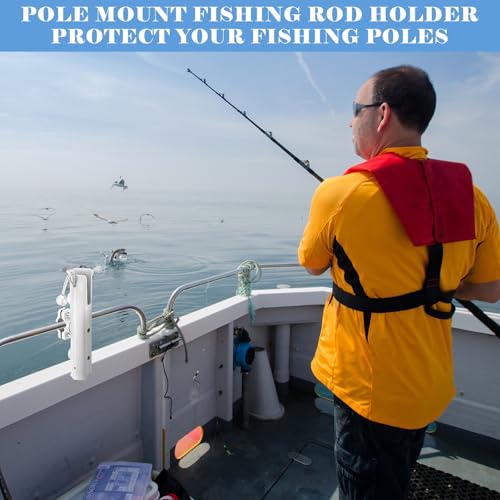 2 Pcs Fishing Rod Holder for Bike Rack Pole Mount Rotatable Fishing Chair Pole Holders with Clamp for Boat Bicycle Motorcycle Kayak Cart (White)