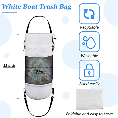 Boat Trash Bag Garbage Can Collapsible Mesh Trash Container (White / Classic Style)