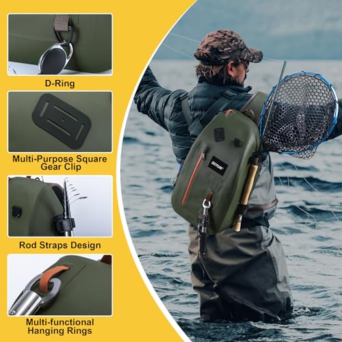Waterproof Fly Fishing Sling Pack (A2:13L Green)