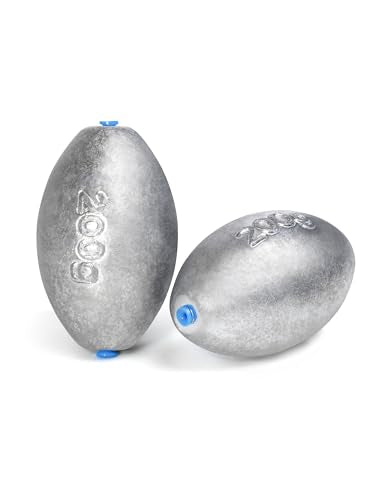 Egg Sinkers Fishing Weights Oval Shaped Fishing Sinkers Lead Fishing Sinker for Saltwater Fishing (#11 7oz, 2pcs)